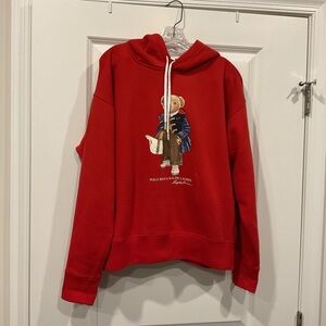 Ralph Lauren Red Hoodie with Bear Motif